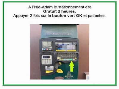 parcmètre parking l'isle-adam gratuit 2 heures
