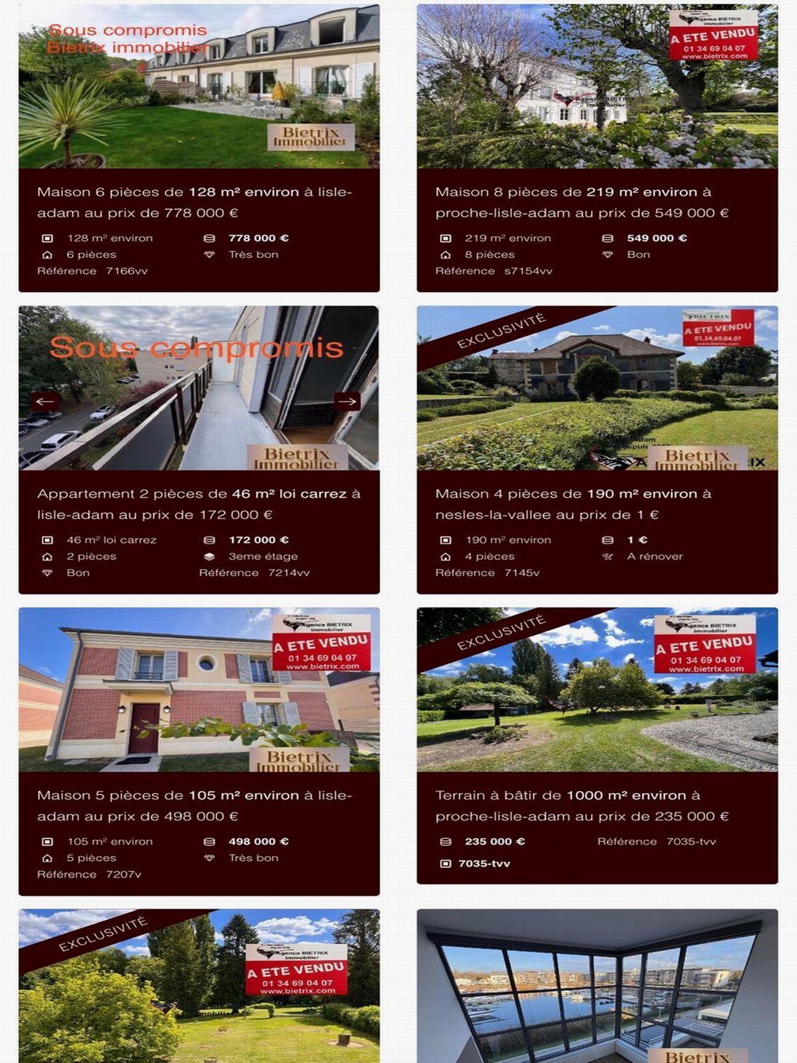 vente par Bietrix immobilier L'Isle-Adam